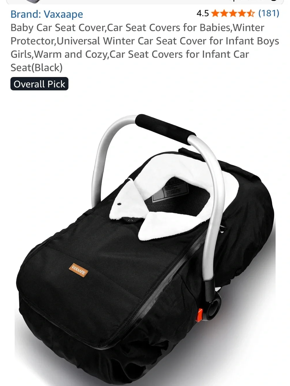 Black Infant Car Seat Cover - Cozy Winter Protector